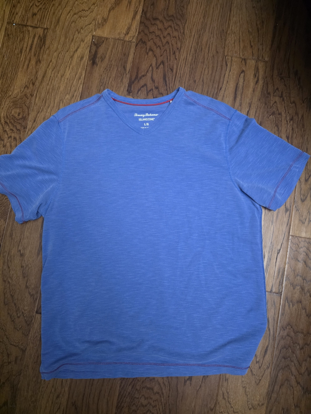 Tommy Bahama Blue Short-Sleeve V-Neck Tee with Contrast Stitching